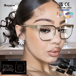 <span class=keywords><strong>Gafas</strong></span> de Miopía Cuadradas Extra Grandes Boyarn para Mujer y Hombre, <span class=keywords><strong>Gafas</strong></span> de Computadora con Protección Contra la <span class=keywords><strong>Luz</strong></span> <span class=keywords><strong>Azul</strong></span>, <span class=keywords><strong>Gafas</strong></span> de Metal de Moda para Mujer, <span class=keywords><strong>Gafas</strong></span> de Graduación - Product Image 2