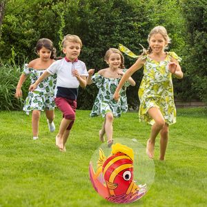 Pelota de playa inflable de PVC de <span class=keywords><strong>8</strong></span> pulgadas, colores rojo, rosa y azul para niños, bolas transparentes con peces de colores en el interior para decoraciones de fiesta - Product Image 5