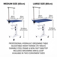 Table de toilettage pneumatique portable pour animaux de compagnie avec roues, table de beauté pour chiens à levage hydraulique, plateau antidérapant pour toilettageurs mobiles