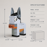 Ensemble de blocs de construction personnalisés en forme d'âne, jouets éducatifs, jouets pour enfants, jouets promotionnels, OEM, marque privée, modèle animal