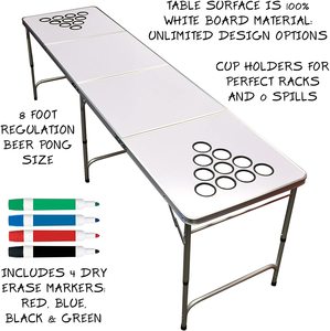 <span class=keywords><strong>Table</strong></span> de beer <span class=keywords><strong>pong</strong></span> de 8 pieds effaçable à sec de conception sans surface avec trous de tasse en option - Product Image 4