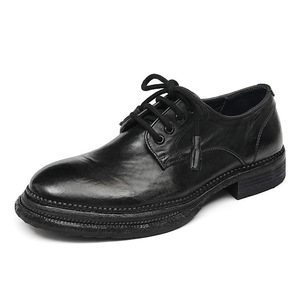 Zapatos redondos de cuero marrón estilo inglés de diseñador para hombre, con cordones, cuero genuino de alta calidad, zapatos casuales para hombre - Product Image 3
