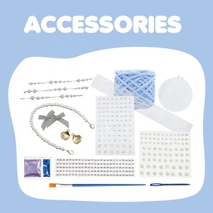 Kit de Bricolage Premium pour Sac en Fil de Velours, Sac à Main Tricoté à Motif Quadrillé avec Perles Décoratives et Pendentif Coquillage - Product Image 3
