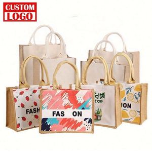Sac fourre-tout promotionnel en jute imperméable de qualité alimentaire pour supermarché, idéal pour le shopping, les souvenirs et la plage, sac à thé en jute - Product Image 5