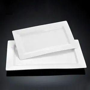 Ensemble d'assiettes rectangulaires en porcelaine blanche PITO, écologiques, sans danger pour les restaurants, les hôtels, les plats - Product Image 1
