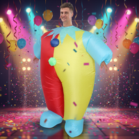 Costume de Clown Gonflable Rouge et Jaune pour Adulte, convient aux personnes de 1,5 à 2 m de taille. Idéal pour Noël, le cosplay, les fêtes, les spectacles sur scène et les soirées costumées