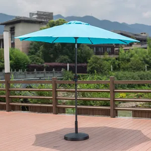 spot commodity 9ft round hand crank solar umbrella outdoor patio garden umbrella with tilt