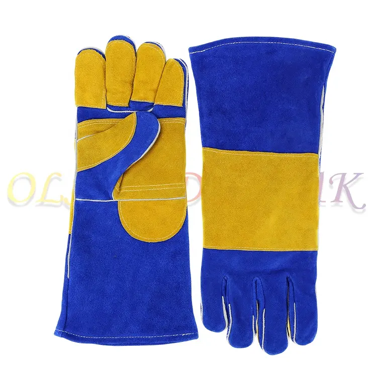 Heat Resistant Tig Welder BBQ Animal handling Long Sleeve Leather Welding Gloves