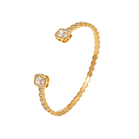 CLIORO Bracelet de luxe en acier inoxydable avec zircon, haute qualité, hypoallergénique, résistant à la transpiration, ne ternit pas, ouverture réglable, tendance