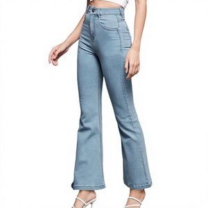 Wholesale Custom Made Breathable Spring <b>Women's</b> <b>Jeans</b> Pants Unique Design High Quality 100% Cotton Wide Leg - Product Image 1