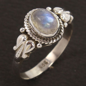 Natural 5*7MM Oval Brilliant Cut RAINBOW MOONSTONE Anillos Piedra preciosa 925 Plata esterlina Anillo hecho a mano Todos los exportadores de tamaño alemán - Product Image 1