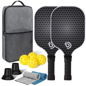 Juego de palas de pickleball con 4 pelotas y bolsa de transporte, diseño sin bordes, mango antideslizante para deportes al aire libre - Product Image 5