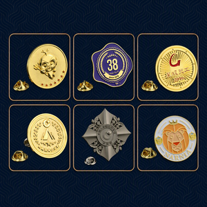 Collection <span class=keywords><strong>de</strong></span> badges métalliques 3D personnalisés <span class=keywords><strong>de</strong></span> qualité supérieure, épingles <span class=keywords><strong>de</strong></span> revers <span class=keywords><strong>en</strong></span> émail, motifs bouclier rond, croix, tête <span class=keywords><strong>de</strong></span> <span class=keywords><strong>lion</strong></span>, finitions or et argent antique, pour souvenirs - Product Image 1