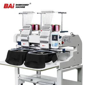 BAI high quality industrial 2 heads automatic computerized embroidery machine for shop