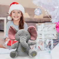 Doudou Éléphant Musical Respirant en Peluche pour Enfants de 14 Ans et Plus – Aide au Sommeil Apaisante et Compagnon de Nuit