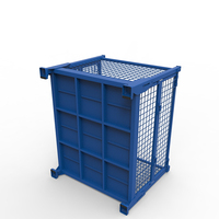 Conteneurs de stockage industriels en acier métallique personnalisables, pliables, empilables, thermolaqués, pour entrepôt, vente en gros