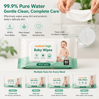 Lingettes humides épaisses de qualité supérieure, super douces, sans alcool, sans parfum, lingettes pour bébés naturelles, 80 lingettes pour peaux sensibles