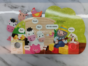 Lage Prijs Kinderen Dier Geluidsboek Stem Leren Bord Boek Met Gestanste Vorm