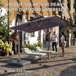 [Unique Market] Banco de Energía Solar USB de Último Diseño con Doble Tirador Diagonal, Soporte de Aleación de Aluminio Resistente para Patio de Hotel - Product Image 2