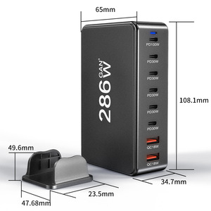 Chargeur GaN haute puissance 286W, adaptateur <span class=keywords><strong>de</strong></span> charge rapide au <span class=keywords><strong>nitrure</strong></span> <span class=keywords><strong>de</strong></span> <span class=keywords><strong>gallium</strong></span>, alimentation <span class=keywords><strong>de</strong></span> bureau multi-ports USB pour tablette et smartphone - Product Image 4