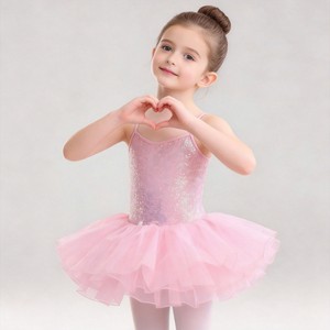 Robe de tutu de ballet à paillettes pour filles, justaucorps de danse scintillant, jupe en tulle, costume de performance de ballerine - Product Image 1