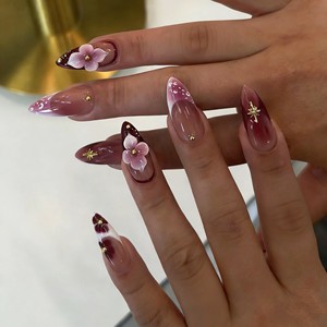 24 <span class=keywords><strong>Uñas</strong></span> Postizas Acrílicas de <span class=keywords><strong>Verano</strong></span> con Diseño 3D de Flores Rosas, <span class=keywords><strong>Uñas</strong></span> Francesas Rosas, Venta al por Mayor, <span class=keywords><strong>Uñas</strong></span> de Cobertura Completa - Product Image 1