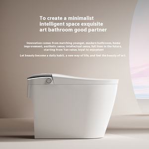 Ensemble de cuvette de toilette intelligente en porcelaine avancée placard à <span class=keywords><strong>eau</strong></span> allongé avec fonction de télécommande monté au sol pour salle de bain - Product Image 4