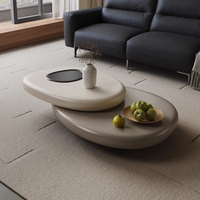 Table basse rotative design moderne, table basse de salon rétro luxueuse, table centrale en bois irrégulière créative populaire