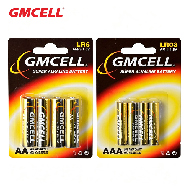 GMCELL Super Dry Cell Alkaline Battery No.7 AAA No.5 LR6 AA 1.5v 4/8/10 Pack Blister Card Custom LOGO for Online Stores