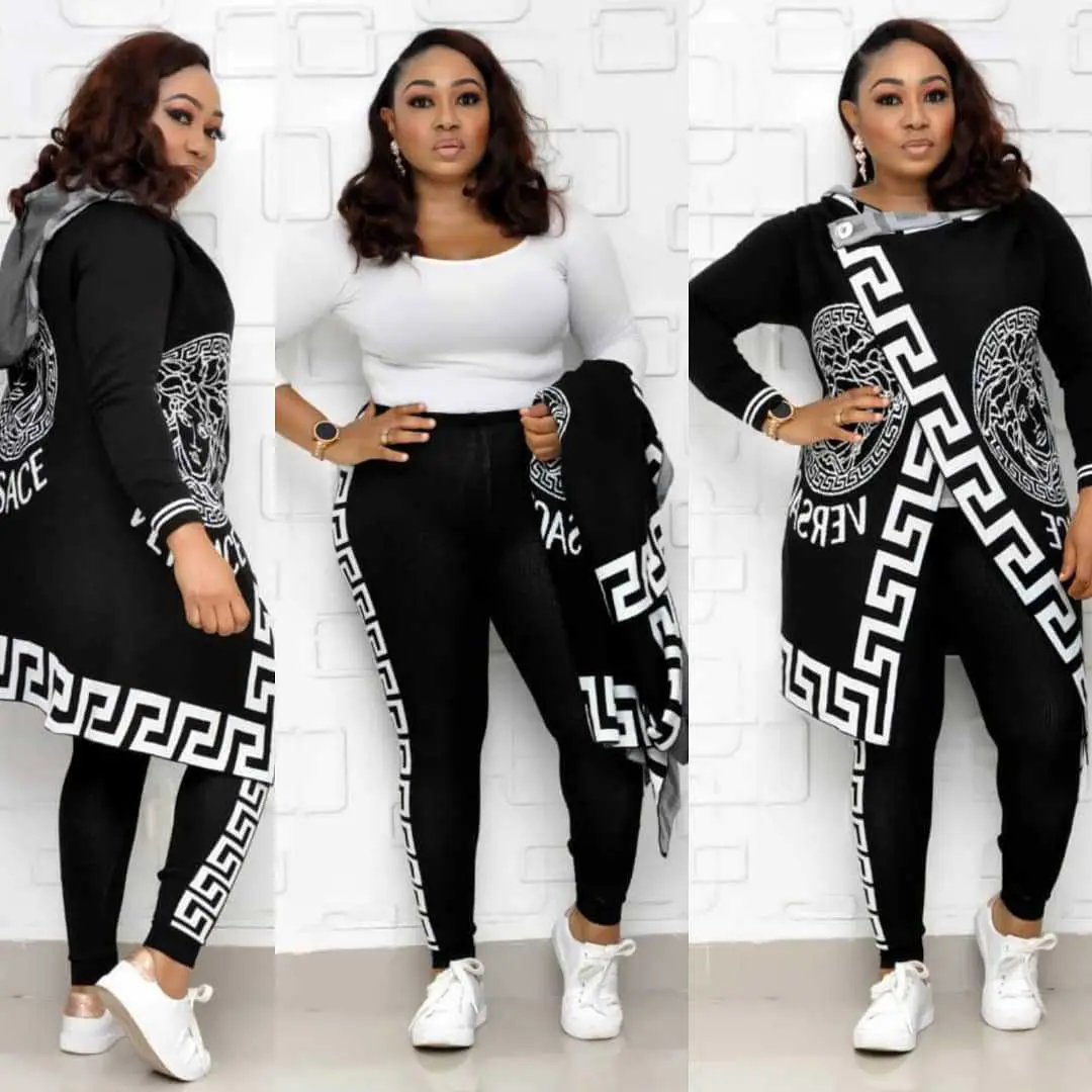 YiXin Women's Sets Hot Sale Black Print Fashion Jacket Pants Tank Top Indian African Suit Three Piece Set For Women