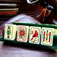 Jeu de Mahjong Américain 160 Tuiles, Couche Unique, Acrylique Blanc Ivoire, Colibri, Lapin Porte-Bonheur, Joker, Pliable, Classique, Vente en Gros