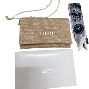 Compteur nouvelle grande marque LOGO cadeau paille rotin slank chaîne d'épaule dames petit sac carré pochette - Product Image 1