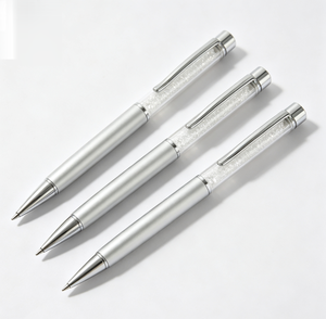 Stylo bille rotatif en métal durable, serti de cristaux de diamant, multicolores, logo personnalisé pour cadeau promotionnel d'entreprise ou de bureau - Product Image 1