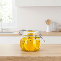 Bocaux de conservation en verre transparent de 500 ml à 3000 ml avec couvercle à clip, ronds et carrés, avec anse métallique, pour cornichons, céréales et bonbons
