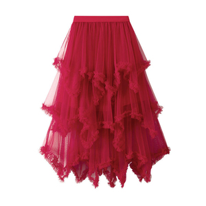 Irregular chiffon <b>skirt</b> for women, sweet high waisted A-line <b>skirt</b>, <b>mesh</b> fashionable half <b>skirt</b> for women - Product Image 4