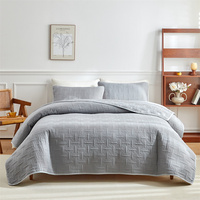 Ensemble de couvre-lit matelassé uni blanc pour la maison et l'hôtel, grille horizontale et verticale, toutes saisons