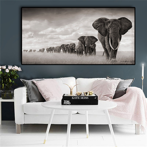 Pintura en lienzo <span class=keywords><strong>de</strong></span> <span class=keywords><strong>animales</strong></span> <span class=keywords><strong>salvajes</strong></span> <span class=keywords><strong>de</strong></span> elefantes africanos negros en la pared carteles escandinavos e impresiones imagen artística para decoración para sala <span class=keywords><strong>de</strong></span> estar - Product Image 2