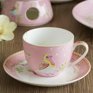Seramik porselen kahve fincanı ve altlık ile özel logo arapça kahve çay seti