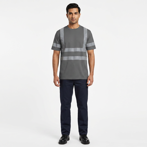 Chemise de travail à manches courtes en polyester à séchage rapide, haute visibilité, t-shirt de sécurité réfléchissant avec bandes réfléchissantes - Product Image 1