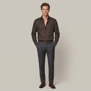 Abbigliamento da uomo di lusso camicie eleganti classiche di migliore qualità manica lunga con bottone su Logo personalizzato camicie di <span class=keywords><strong>lino</strong></span> da uomo - Product Image 6