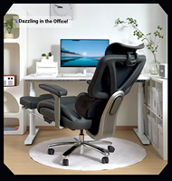 Chaise de bureau ergonomique robuste avec soutien lombaire, en maille, avec accoudoirs, pour homme, idéale pour la maison, le bureau, l'hôtel, le gaming e-sport, inclinable et réglable en hauteur