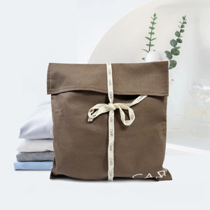 Custom Logo stampato in tela di cotone organico cuscino bambino abbigliamento sacchetto di imballaggio con busta cravatta sacchetto di polvere - Product Image 1