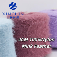 Xinglin Factory Bestseller Luxus Langes Haar 4.0CM 100% Nylon Nerz Feder garn für Mode Strick maschine