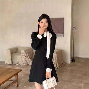 <span class=keywords><strong>เด</strong></span><span class=keywords><strong>รส</strong></span>แฟชั่น<span class=keywords><strong>แขน</strong></span><span class=keywords><strong>ยาว</strong></span>แบบฝรั่งเศสใหม่2024ฤดูใบไม้ร่วงฤดูหนาวเดรสสั้นสีดำหวาน - Product Image 6