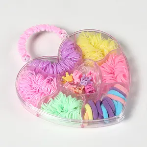 Cross-border combination love boxed grab clip towel ring disposable rubber band children's hair accessories gift box