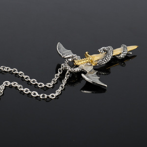 Kalung Pedang Pterosaurus Gaya Vintage, Kalung Baja Anti Karat untuk Pria, Kalung <span class=keywords><strong>Rock</strong></span> Fashion, Stok Besar - Product Image 3