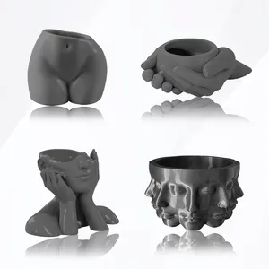 デュモカスタマイズクリエイティブ3D家の装飾人体アート幾何学的形状彫刻シリコン石膏植木鉢花瓶型