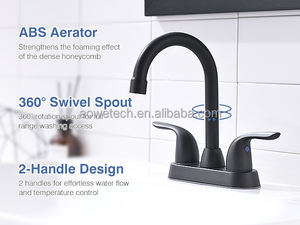 Grifo Mezclador de Baño Extraíble Moderno para Lavabo, Doble Manija, 3 Orificios, Negro, Zinc, Latón, Cerámica, para Gimnasio Exterior - Product Image 5