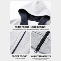 400g Gestreifter Kapuzenpullover mit Reißverschluss Baumwoll-Polyester-Mischung Locker Sitzend mit Seitentasche Lässiger Outdoor-Sweatshirt Großhandel