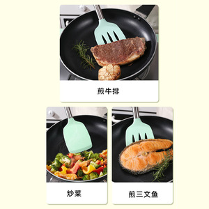 Spatule de cuisine en silicone antiadhésive, à fentes et inclinée, pour steak, poisson et légumes - Product Image 1